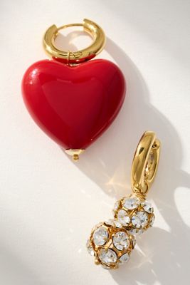 Timeless Pearly Heart & Crystal Drop Earrings