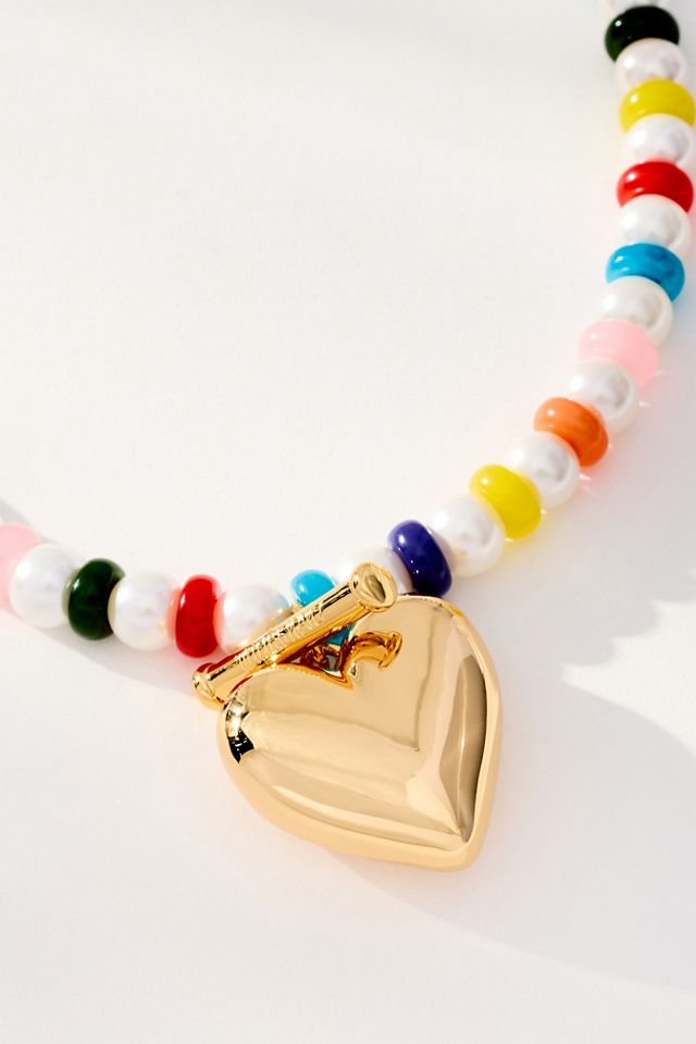 Timeless Pearly Beaded Heart Pendant Necklace #1