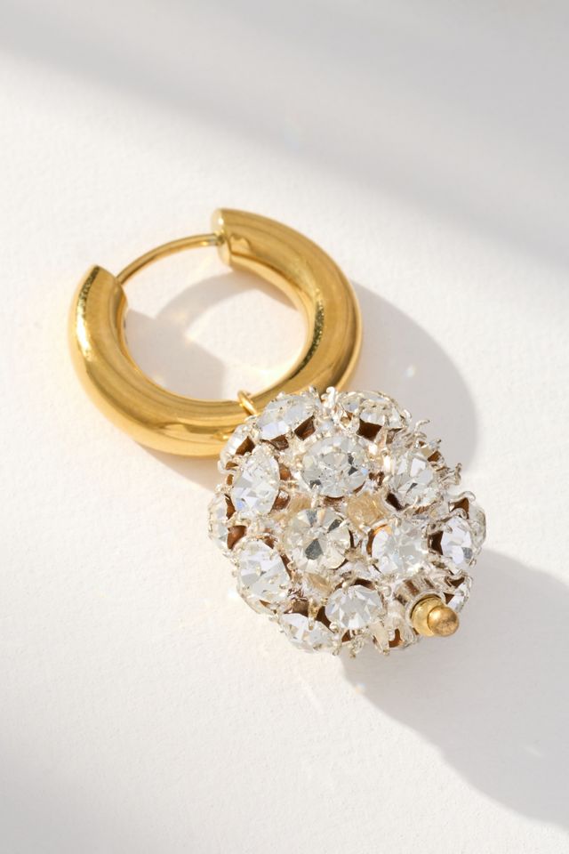 Timeless Pearly Crystal Heart Huggie Earrings #1