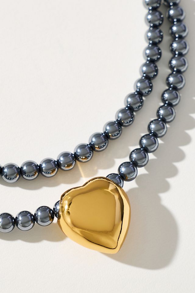 Timeless Pearly Heart Pendant Wrap Necklace #1