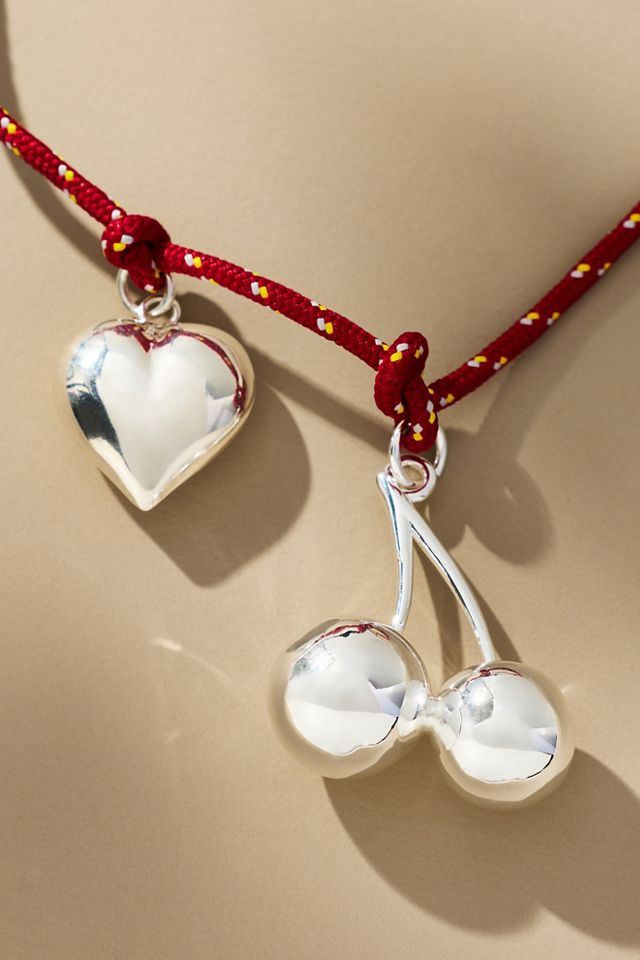 Timeless Pearly Cherry Heart Charm Necklace #1
