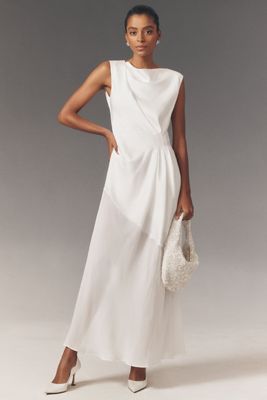 Significant Other Bianca Long-Sleeve Cowl-Neck Side-Slit Midi