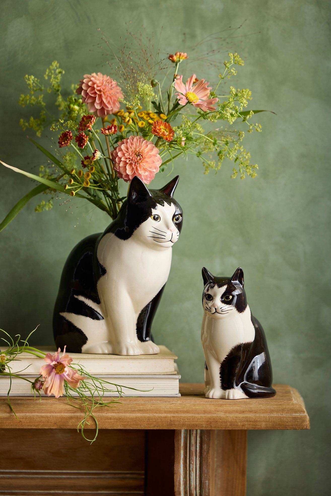 Quail Ceramics Barney Cat Vase - Black & White Pattern, S