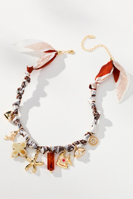By Anthropologie Charmed Scarf Necklace In Sand