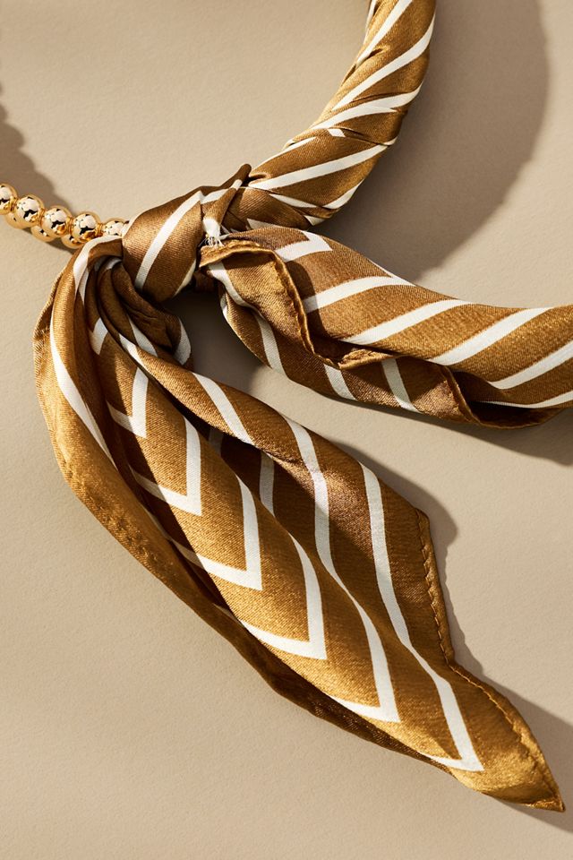 Beaded Silk Scarf Collar Necklace #2