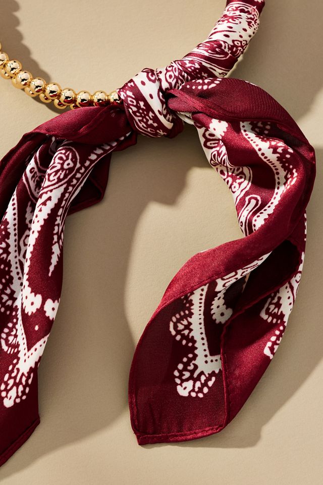 Beaded Silk Scarf Collar Necklace #2