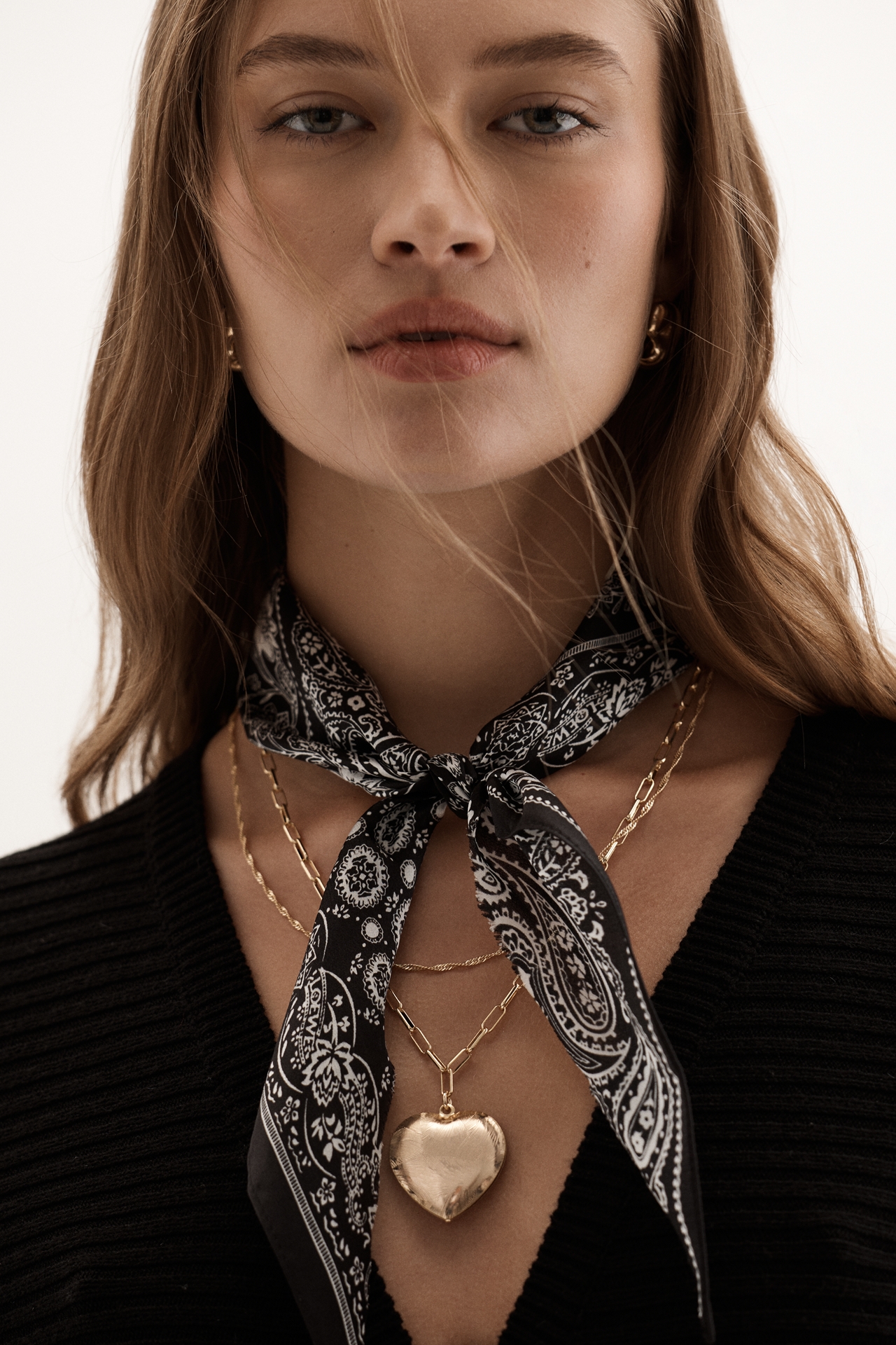 Double-Chain Charmed Scarf Necklace