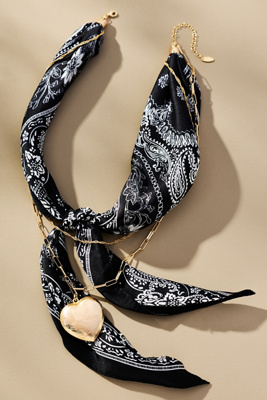 By Anthropologie Double-chain Charmed Scarf Necklace In Blue