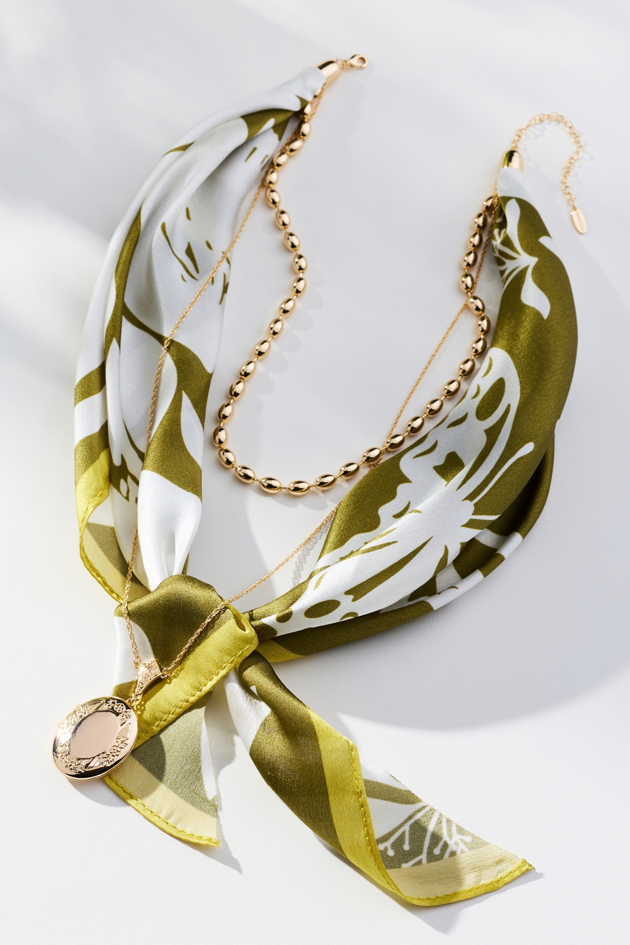 Double-Chain Charmed Scarf Necklace