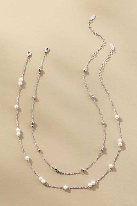 Delicate Pearl Bead Necklaces, Set of 2