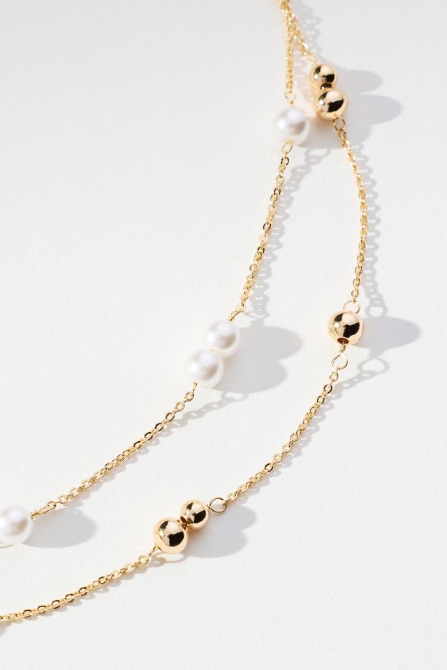 Delicate Pearl Bead Necklaces, Set of 2 #1