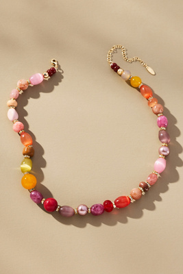 By Anthropologie Multi Beaded Necklace In Purple