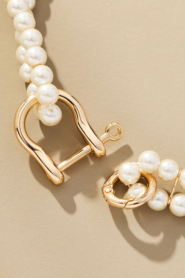 Chunky Link Lock Pearl Necklace #1