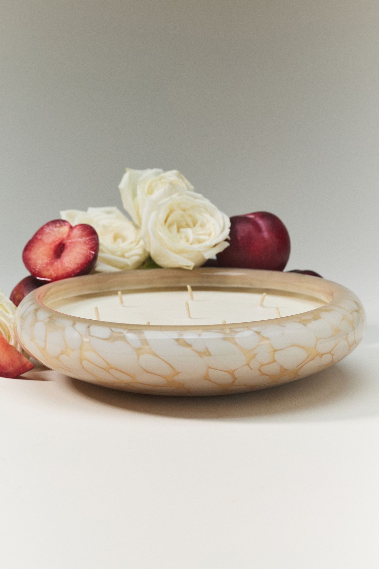 Fruity Vanilla & Dark Plum Glass Decorator Candle - Vanilla & Dark Plum, Standard, XL