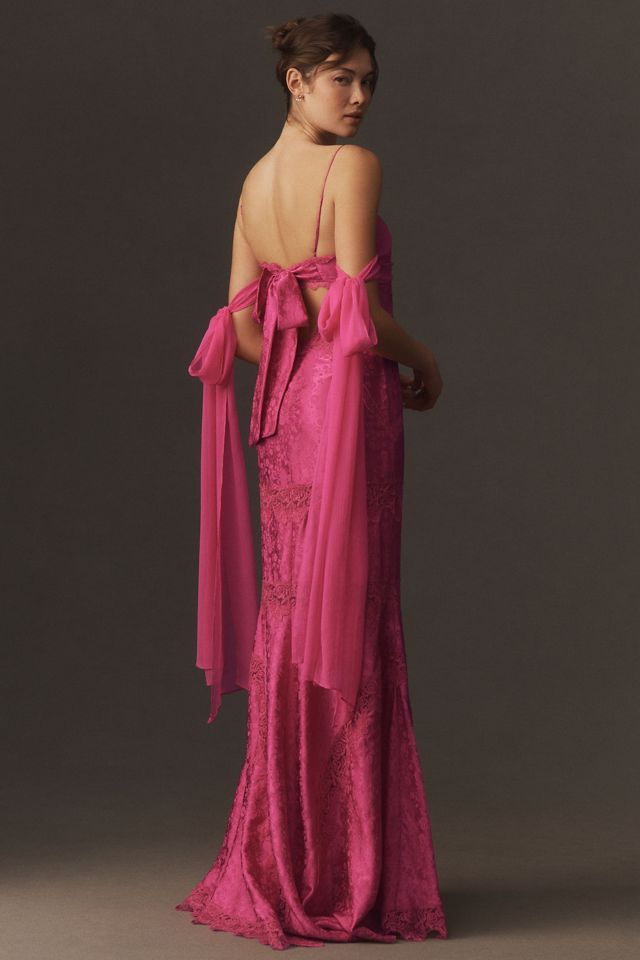 For Love & Lemons Rita Lace Silk Gown #1