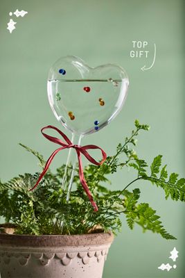 Confetti Glass Heart Watering Globes, Set of 2