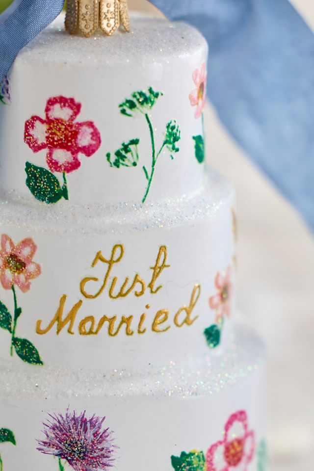 Wedding Cake Glass Ornament #1