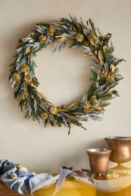 Golden Cedar Dried Wreath