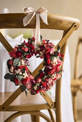 Crimson Blooms Mini Dried Wreath