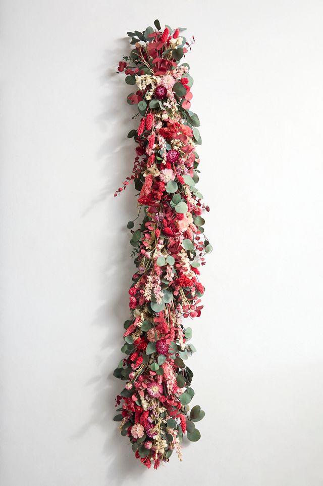 Crimson Blooms Dried Garland #2