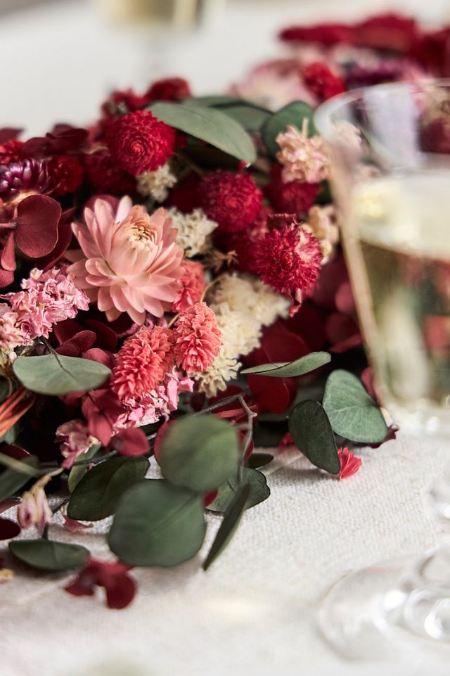 Crimson Blooms Dried Garland #3