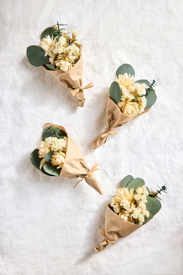 Dried Floral Boutonnieres, Set of 4 #2