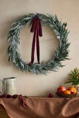 Terrain Snowy Preserved Cedar Circlet Wreath In Green