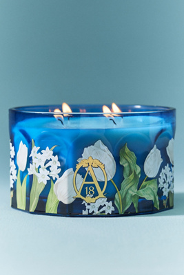 Apothecary 18 Floral Tulip Fields Low Wide Glass Candle