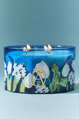 Bougie basse et large en verre Apothecary 18 Floral Tulip Fields