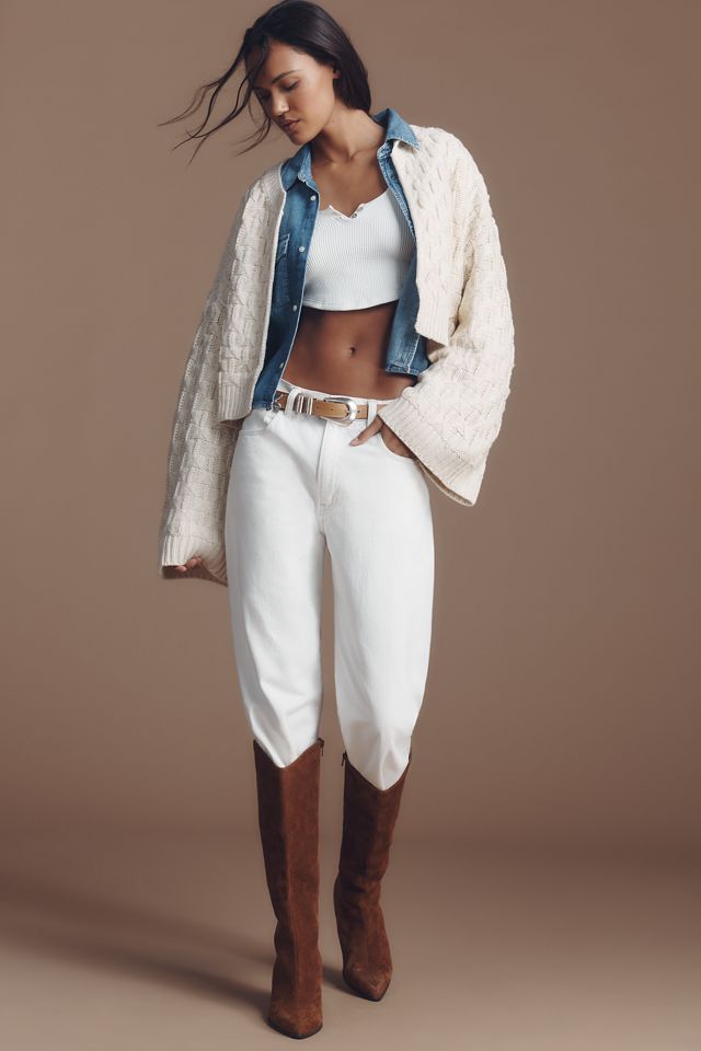 By Anthropologie Crop Cable-Knit Cardigan Sweater #1