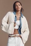 By Anthropologie Crop Cable-Knit Cardigan Sweater
