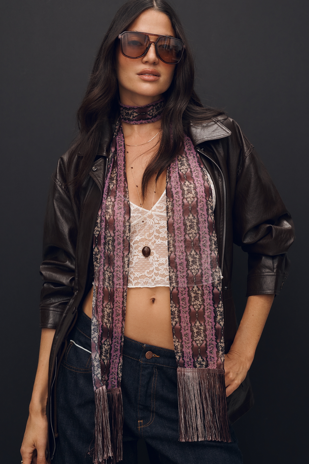 Anna Sui Cameo Stripe Fringe Scarf