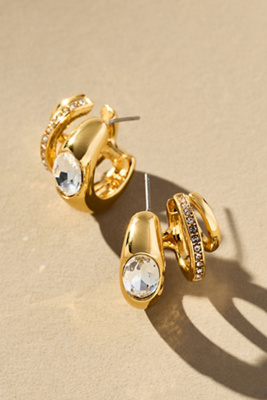 By Anthropologie Huggie Hoop Crawler Earrings In Gold