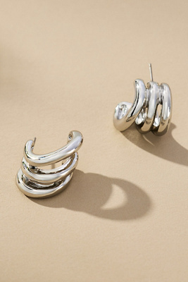 By Anthropologie Mini Hoop Stacker Earrings In Silver