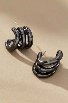 By Anthropologie Mini Hoop Stacker Earrings In Silver