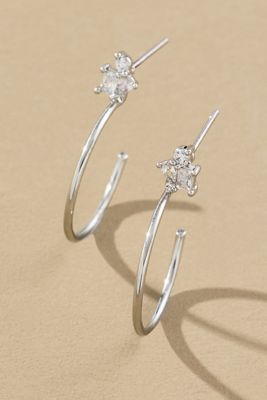 Thin Crystal Hoop Earrings