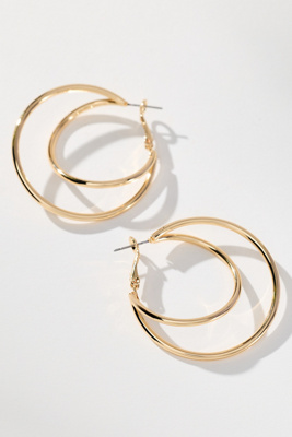 By Anthropologie Double-layer Hoop Earrings In Gold