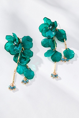 By Anthropologie Floral Drop Earrings In Green
