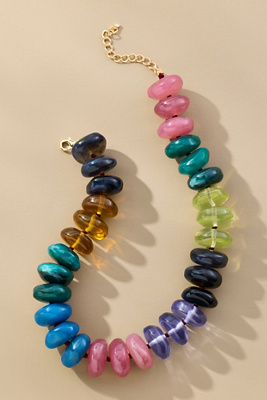 By Anthropologie Chunky Rainbow Necklace In Blue