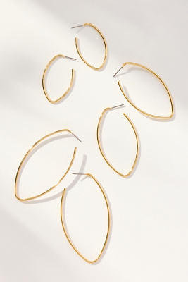 By Anthropologie Graduated Hoop Earrings, Set Of 3 In Gold