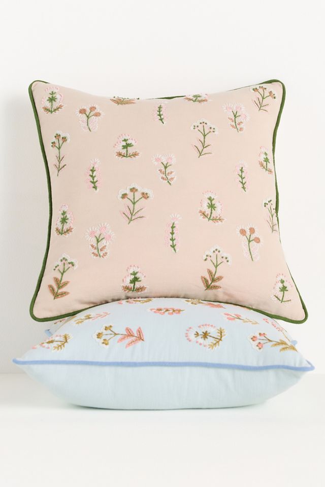 Rosalie Cotton Embroidered Floral Cushion #1
