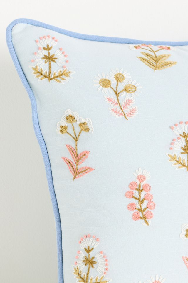 Rosalie Cotton Embroidered Floral Cushion #3