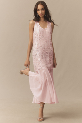 Endless Rose Sleeveless Sequin Chiffon Maxi Dress In Pink