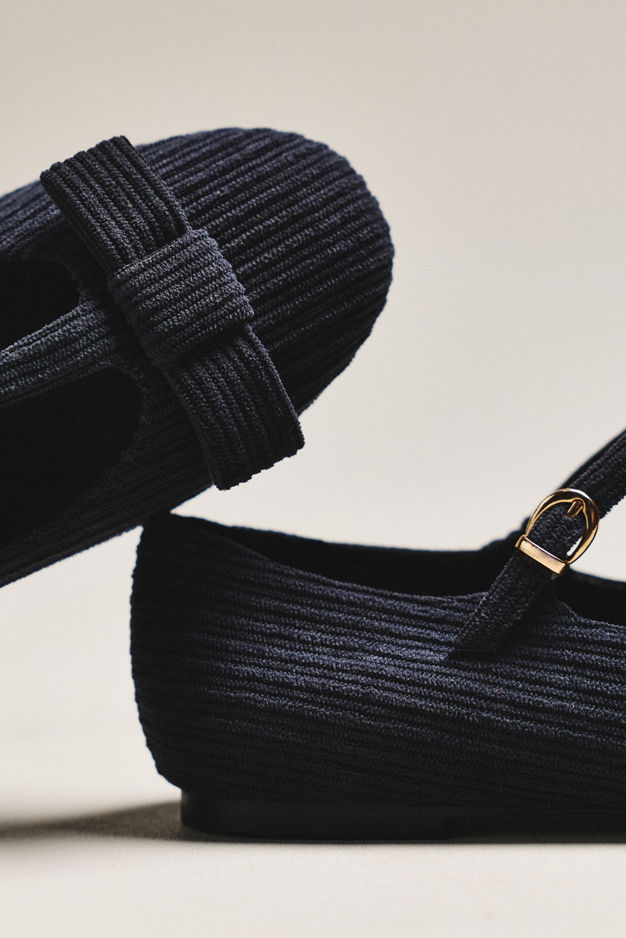 Bibi Lou Corduroy Bow T-Strap Flats