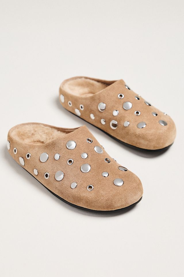 Lola Cruz Studded Sherpa Fleece Slippers #1