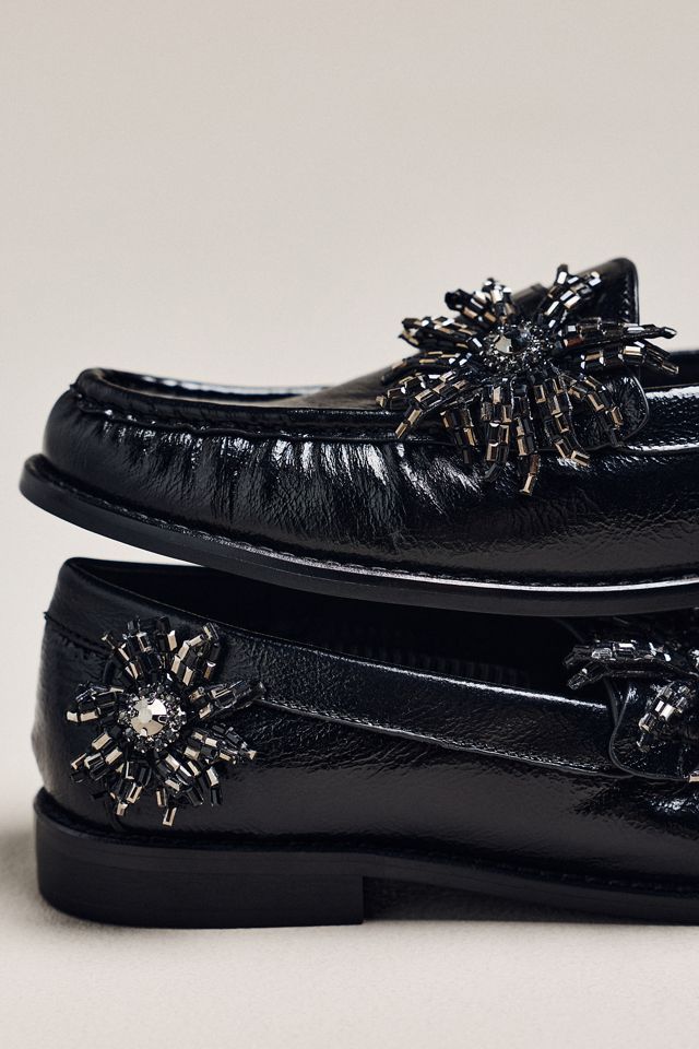 Lola Cruz Beaded Flower Loafers #2