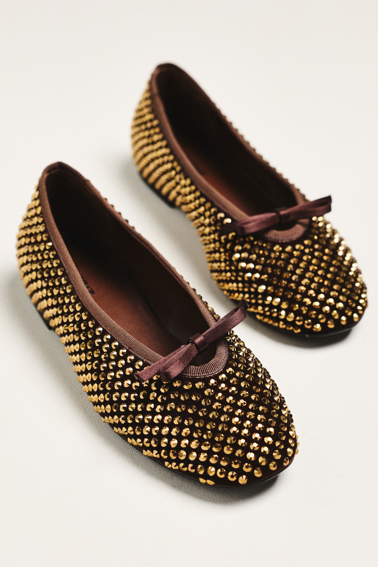 Lola Cruz Studded Bow Ballet Flats