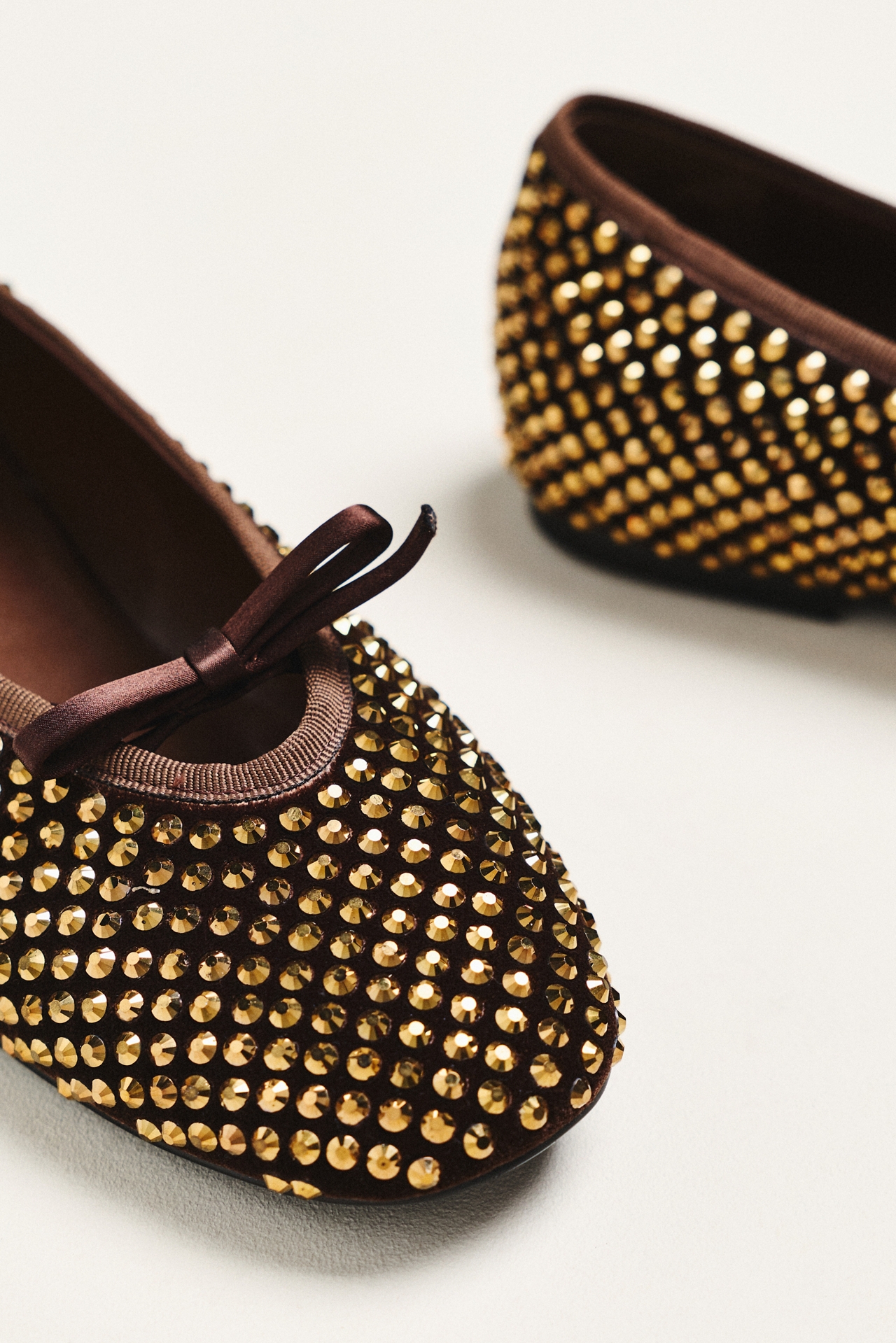 Lola Cruz Studded Bow Ballet Flats