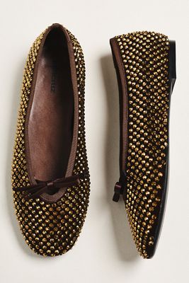 Lola Cruz Studded Bow Ballet Flats