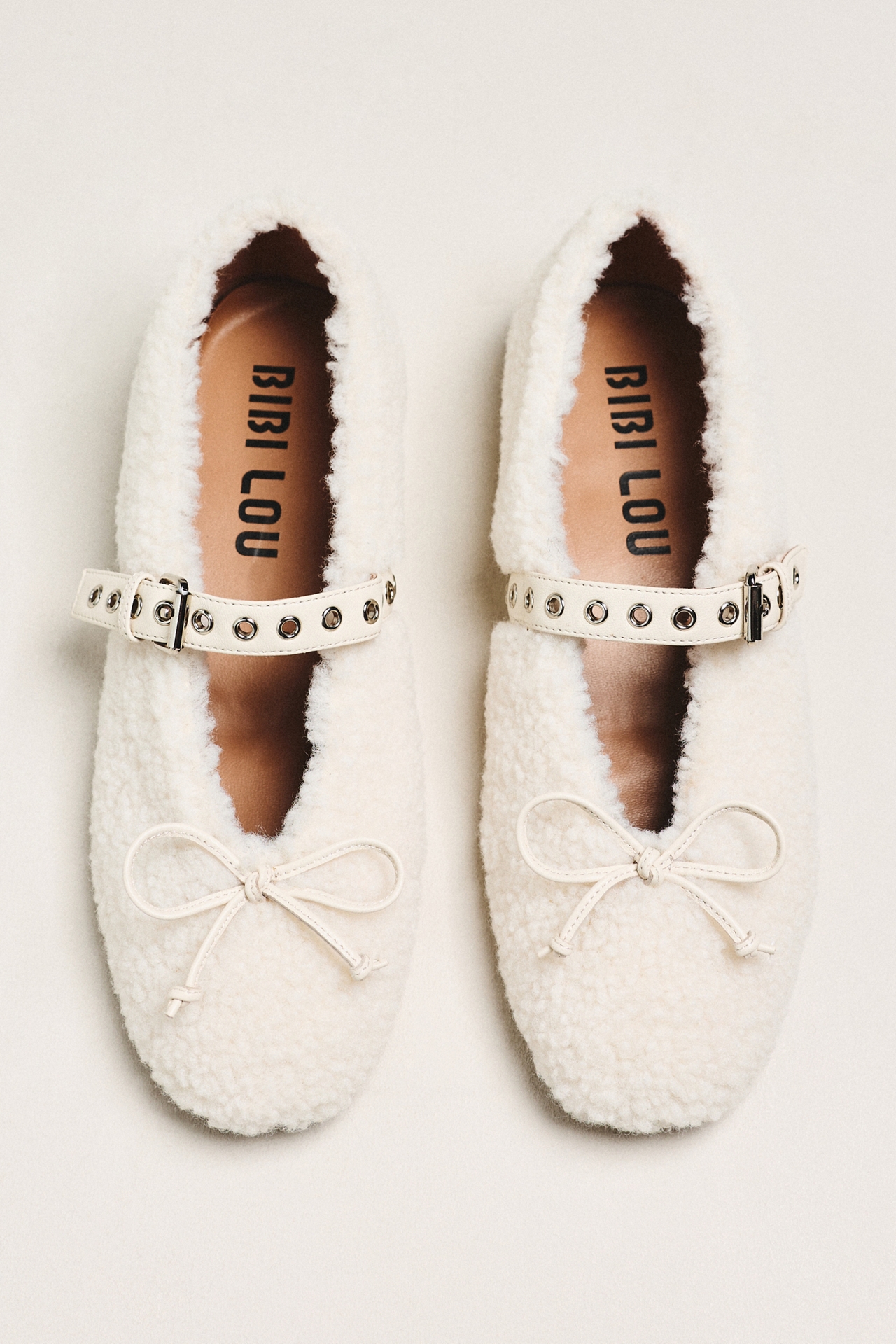 Bibi Lou Sherpa Fleece Moto Ballet Flats